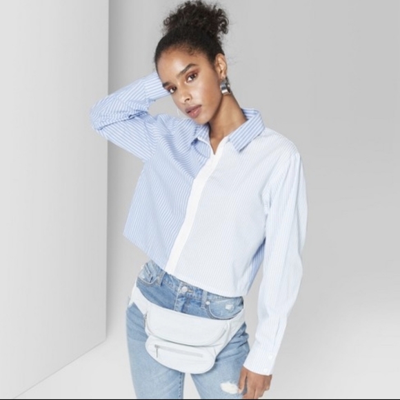 wild fable Tops - Wild Fable Zip Up Striped Crop Top